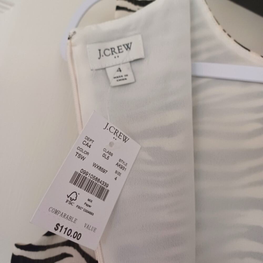 J. Crew Tiered Midi Dress Zebra Print 4 NWT - Picture 11 of 11